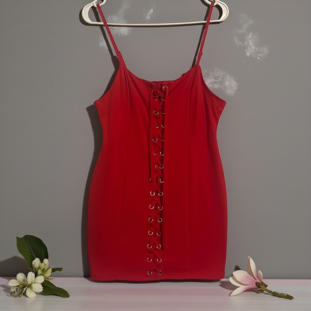 Forever 21 Red Lace-Up Dress